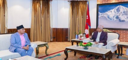राष्ट्रपति पौडेलसँग राष्ट्रियसभाका अध्यक्ष दाहालको भेट