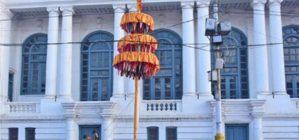 Holi starts when a chir gets set up at Basantapur