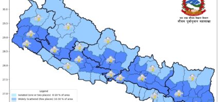 कोशी,वाग्मती, लुम्बिनी र सुदूरपश्चिममा भारी वर्षा हुने पूर्वानुमान