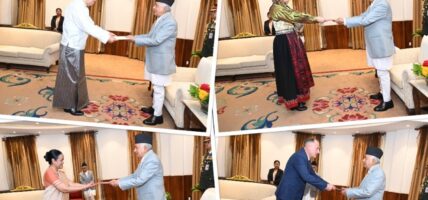 राष्ट्रपति पौडेलसमक्ष चार देशका राजदूतले बुझाए ओहोदाको प्रमाणपत्र
