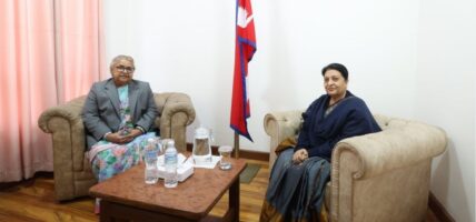 सिंहदरबारमा प्रधानमन्त्री र पूर्वराष्ट्रपति भण्डारीबिच भेटवार्ता