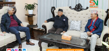 देउवालाई भेट्न पुगे ओली, महासचिव शंकर पनि साथमा