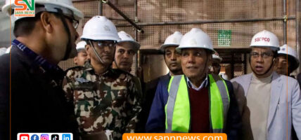 अध्यक्ष दाहालद्वारा निर्माणाधीन सङ्घीय संसद् भवन निरीक्षण