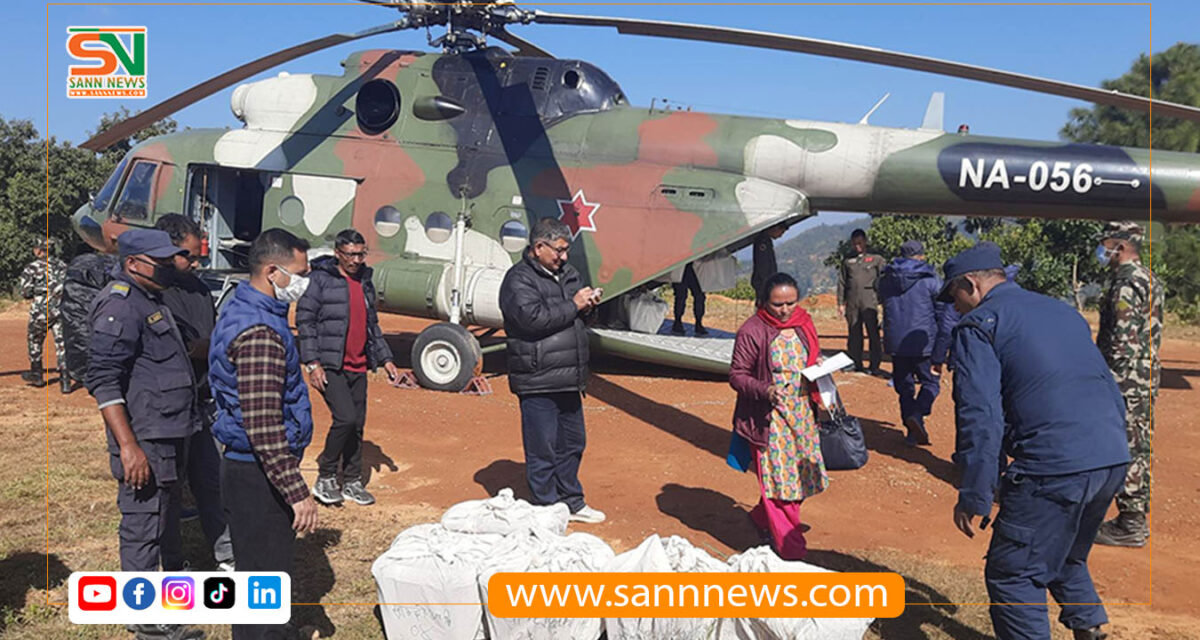 गोरखा–१ को मतपेटिका बोकेको हेली पोखरामा आकस्मिक अवतरण