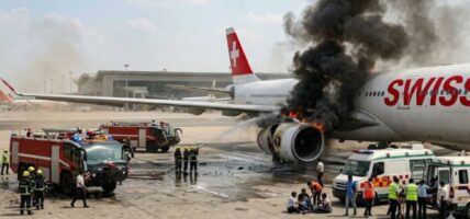 दिल्ली विमानस्थलमा स्विस विमानको इन्जिनमा आगलागी, ६ जना घाइते