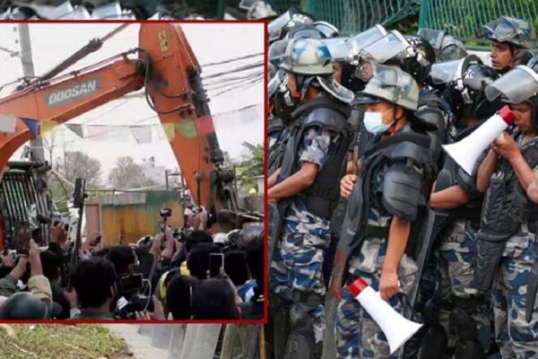 चलाईयो थापाथलीको सुकुम्बासी बस्तीमा डोजर