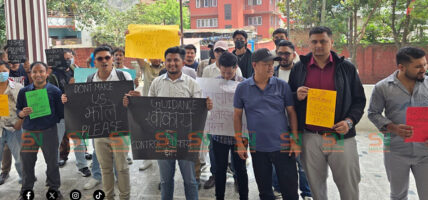 पार्टी एकताको दबाब दिँदै सानेपामा नेविसंघको धर्ना