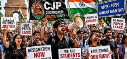 भारतमा शिक्षामन्त्री धर्मेन्द्र प्रधानको राजीनामा माग्दै कक्रोच जनता पार्टी सडकमा  
