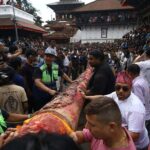 बसन्तपुरमा लिङ्गो ठड्याएर सुरु भयो इन्द्रजात्रा