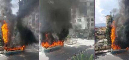 त्रिपुरेश्वरमा बसमा आगलागी
